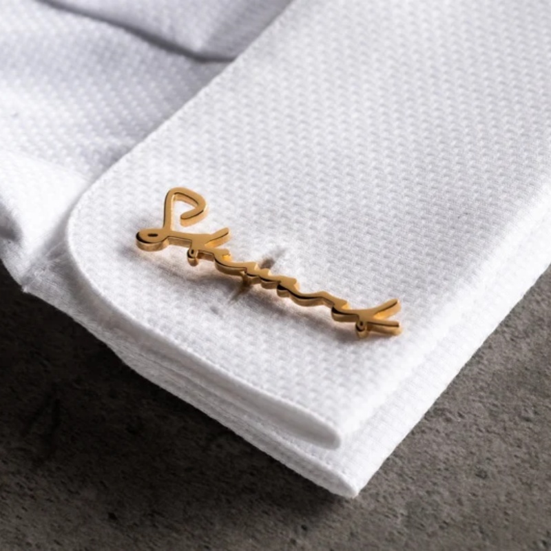 Men'S Grooming Gifts - Gemelli personalizzati con nome, placcati oro